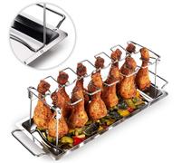 KAL-Support Poulet -Support Cuisse De Poulet ¿ Support Poulet Barbecue -Acier Inoxydable Robuste Pour 12 Cuisses De Poulet, Passe Au Lave-Vaisselle