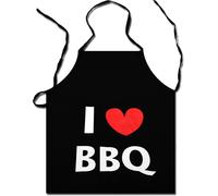 KAL-Tablier De Barbecue « I Love Bbq » Tablier De Barbecue Noir Tablier De Barbecue Amusant Comme Tablier Pour Barbecue Ou Cuisine Idéal Pour Les Barbecues Et Le Camping Taille Unique, Noir