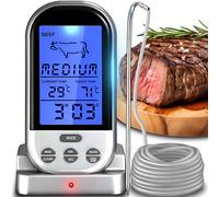 KAL-Thermomètre De Barbecue Numérique Sans Fil - Thermomètre À Viande - Thermomètre De Four Pour Barbecue, Cuisson, Rôti, Barbecue, Plage De Température Jusqu'À 250 °C - Sonde De Four 1 M