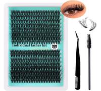 Kal-Toeecy 320 Pièces Faux Cils Naturel D Curl Kit 9 A 16 Mm Extension De Cils Femme Lash Clusters Avec Pincettes Et Brosse A Mascara Pour Les Rencontres Fête Faire(30d & 40d)