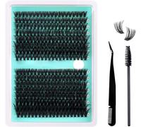 Kal-Toeecy 320 Pièces Faux Cils Naturel D Curl Kit 9 A 16 Mm Extension De Cils Femme Lash Clusters Avec Pincettes Et Brosse A Mascara Pour Les Rencontres Fête Faire(60d & 80d)