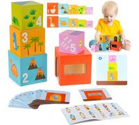 KAL-Tour D'Empilage Et Cubes À Empiler Pour Bébés, Jouets Montessori Pour Enfants De 1 2 3 Ans Et Plus, Jouets Puzzle En Bois De Couleur Assortie Cadeaux Pour Enfants De 1 2 3 4 + Ans