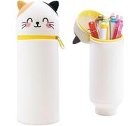 Kal-Trousse D'écolier 2 En 1 En Silicone Souple Kawaii, Trousse À Crayons, Porte-Stylo De Table, Trousse À Crayons, Trousse À Crayons, Smiley Cat, Ours Marron