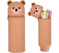 Kal-Trousse D'écolier 2 En 1 En Silicone Souple Kawaii, Trousse À Crayons, Porte-Stylo De Table, Trousse À Crayons, Trousse À Crayons, Brown Bear, Ours Marron