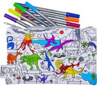 Kal-Trousse Dinosaures - Coloriage Éducatif D`Animaux Préhistoriques À Personnaliser, Feutres Textiles Lavables Inclus