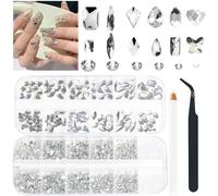 Kal-Une Strass Art D'ongle, Strass Ongle Nail Art En Cristal,Blanc Cristallisation Dos Plat, Diamant Décoration Ongles Brillant Colorécristal Gemmes De Strass Ronds Pour Art D`Ongles