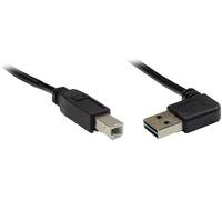 KAL-USB 2.0 Anschlusskabel EASY A-B Stecker gewinkelt schwarz 5m