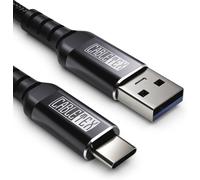 KAL-USB C cable USB 3.0 type A 1m power and data cord nylon braid for USB 3.1 laptops and smartphones Nexus 5X, 6P, OnePlus 2, OP 3, HTC 10, MacBook Pro - BLACK
