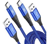 KAL-USB C Kabel 3.1A [1Stück 1m+2m] Schnellladung,Ladekabel USB C Nylon Type C Kabel für Samsung Galaxy S24 S23 S22 S21 S20 Plus/Ultra/FE,iPhone 16 15 Pro Max,Note20,A72 A71 A52 A51 A50,M31 M30s