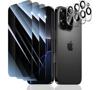 Kal-Verre Trempé Anti-Espion Pour Iphone 16 Pro, 3*Vitre Protection Ecran Protege Accessoire Et 3*Protection Camera Objectif Arriere Appareil Phot, Résistance Aux Rayures, Dureté 9h, Pas De Bulles