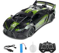 KAL-Voiture De Course Télécommandée 2,4 G, Jouet Avec Télécommande, 1:18, Avec Télécommande Et Fonction Pulvérisation, Batterie Rechargeable (Vert)