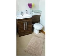 Kal-Waves Lot De 2 Tapis De Bain En Pur Coton Jacquard Beige 50 X 80 Cm