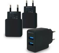 KAL-WAYTEX Pack de 3 Chargeurs Double USB pour Smartphone, Tablette, Ordinateur Portable, Prise Chargeur Murale Universelle, 2 Ports USB-A 5V-2,1A, Prise Secteur EU 2 Broches