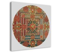 Kalachakra Mandala - Impression sur toile d'art tibétain vintage pour décoration de chambre à coucher, bureau, chambre, cadeau 70 x 70 cm