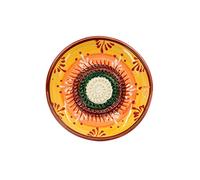 Kaladia - Assiette à râper en céramique - idéale pour le gingembre, le parmesan, etc. - Motif : orange, jaune et vert - Diamètre : 12 cm - fait à la main et peint à la main - Fabriqué en Espagne