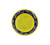 Kaladia - Assiette à râper en céramique - idéale pour le gingembre, le parmesan, etc. - Motif : vert et bleu - Diamètre : 12 cm - fait à la main et peint à la main - Fabriqué en Espagne