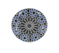 Kaladia Assiette à râper en céramique, pour le gingembre, le parmesan, etc., avec étoiles noires et bleues, diamètre : 12 cm, fabriquée à la main et peinte à la main, fabriquée en Espagne