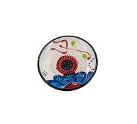 Kaladia Assiette à râper en céramique, pour le gingembre, le parmesan,etc., en blanc avec fleur bleue, diamètre : 12 cm, fabriquée à la main et peinte à la main, fabriquée en Espagne