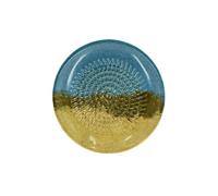 Kaladia Assiette à râper en céramique, pour le gingembre, le parmesan, etc., en bleu et marron, diamètre : 12 cm, fabriquée à la main et peinte à la main, fabriquée en Espagne