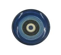 Kaladia Assiette à râper en céramique, pour le gingembre, le parmesan,etc., en bleu mat, blanc et noir, diamètre : 12 cm, fabriquée à la main et peinte à la main, fabriquée en Espagne