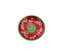 Kaladia Assiette à râper en céramique, pour le gingembre, le parmesan, etc., rouge et vert, diamètre : 12 cm, fabriquée à la main et peinte à la main, fabriquée en Espagne