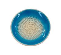 Kaladia Assiette à râper en céramique unie, pour le gingembre, le parmesan, etc., bleu clair, diamètre : 12 cm, fabriquée à la main et peinte à la main, fabriquée en Espagne