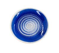 Kaladia Assiette à râper en céramique unie, pour le gingembre, le parmesan, etc., bleu foncé, diamètre : 12 cm, fabriquée à la main et peinte à la main, fabriquée en Espagne