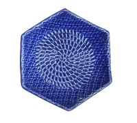 Kaladia Assiette à râper hexagonale en céramique - Râpe en céramique unie - Râpe de cuisine idéale pour le gingembre, le parmesan, le chocolat, etc. - Bleu foncé - Dimensions : 12 x 3 cm - Fabriquée à