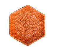 Kaladia Assiette à râper hexagonale en céramique - Râpe en céramique unie - Râpe de cuisine idéale pour le gingembre, le parmesan, le chocolat, etc. - En orange - Dimensions : 12 x 3 cm - Fabriquée à