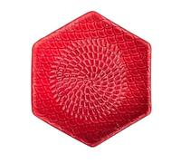 Kaladia Assiette à râper hexagonale en céramique - Râpe en céramique unie - Râpe de cuisine idéale pour le gingembre, le parmesan, le chocolat, etc. - En rouge - Dimensions : 12 x 3 cm - Fabriquée à