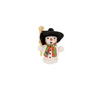 Kaladia - Fumoir en bois - Pour cônes d'encens Taille S - Motif bonhomme de neige avec balai - Taille : env. 10 cm