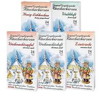Kaladia Knox Lot de 5 cônes d'encens originaux fabriqués selon la tradition des monts Métallifères - Parfum forêt, cocotte de miel, pomme de Noël, parfum de Noël, écorce de cannelle - Fabriqué en