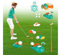 KalaDuck Ensemble de golf pour enfants de 6 à 8 ans, club de golf rétractable, 4 balles de golf, but de lancement automatique, 3 têtes de golf et trous d'entraînement, jeu de golf junior, pour enfants