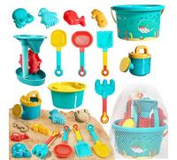 KalaDuck Jouets de Sable Enfant, 12Pièces Accessoire Plage Jouet avec Seau Pelle Plage, Arrosoir, Moules à Sable, Moulin à Eau et Sac en Filet, Jouet Été Voyage Bac à Sable pour Garçons Filles