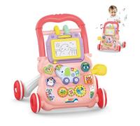 KalaDuck Marcheur D'apprentissage Assis-Debout, Jouet 2 En 1 Pousser pour Bébé avec Musique et Tableau de Dessin, Centre D'activités Éducatives Multifonctionnel pour Enfants Filles Garçons 12M+ (Rose)
