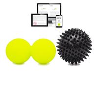 KALAHARI Balles de Massage, Boules à Picots et Double plus Ebook d’exercices en Français - pour Automassage myofascial, Fasciite plantaire, Dos, Trigger Point, Mobilité - réflexologie pieds mains