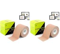 KALAHARI Bande Kinesiologie Professionnelle + eBook d’Applications en Français - Kinesio Tape à Haute Adhérence, Résistant à l’Eau et à la Sueur, K Tape pour Sport et Rééducation 5cm x 5m, CUIR