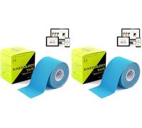 KALAHARI Bande Kinesiologie Professionnelle + eBook d’Applications en Français - Kinesio Tape à Haute Adhérence, Résistant à l’Eau et à la Sueur, K Tape pour Sport et Rééducation 5cm x 5m, BLEU