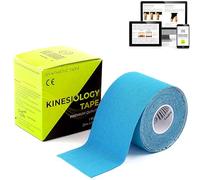 KALAHARI Bande Kinesiologie Professionnelle + eBook d’Applications en Français - Kinesio Tape à Haute Adhérence, Résistant à l’Eau et à la Sueur, K Tape pour Sport et Rééducation 5cm x 5m, BLEU