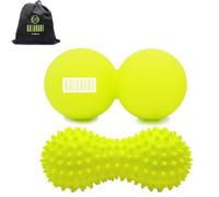 Kalahari Boules de massage musculaire, double balle lisse et bou avec eBook d'exercices, balle de massage pour auto-massage musculaire, fasciite plantaire, récupération, mobilité - Spiky Ball