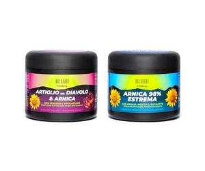 KALAHARI Kit Chaud + Froid, Gel à l’Arnica 98% + Griffe du Diable, Pré et Post entraînement, Action intense pour Massage Muscles, Articulations, Contractures, Mobilité - Extra fort, Fabriqué en Italie