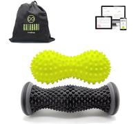 KALAHARI Kit Rouleau massage Pieds et balle Double à Picots + eBook, soulage la Fasciite et la Voûte Plantaire, Récupération et Muscles Tendus Noeuds, Réflexologie, améliore Circulation - Acupression