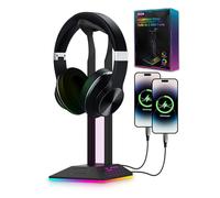 KALAHOL Support de Casque RVB, Accessoires de Jeu, Support de Casque avec 2 Ports USB et 1 Port de Type C, Support de Casque LED Cool pour PC Gamer, Accessoires de Casque pour Tous Les écouteurs