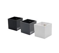 KalaMitica - Lot de 3 cubes magnétiques de 6,5 cm - Blanc, Plomb, Noir - Boîtes de rangement ou cache-pots magnétiques avec aimant puissant pour tableaux magnétiques muraux