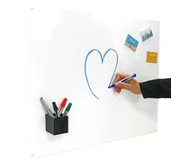 KalaMitica - Tableau Blanc Magnétique Mural en Acier, Écrivable et Effaçable, Sans Cadre - Blanc Brillant, 74x57 cm