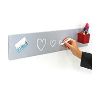 KalaMitica - Tableau Magnétique Mural en Acier, Écrivable à la Craie, Couleur Argent, 14x70x0,12 cm