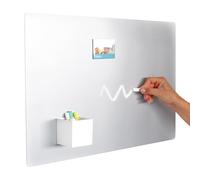 KalaMitica - Tableau Magnétique Mural en Acier, Écrivable à la Craie, Couleur Argent, 56x38x0,12 cm