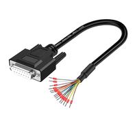 KALANKA-1 connecteur DB15 femelle sans soudure avec câble de rechange de 5 pieds 26 AWG, coque en plastique RS232 D-SUB série vers prise de raccordement 15 broches