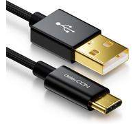 KALANKA-1 m USB-C Cable Charging and Data Cable Nylon + Metal Connector C to A Compatible with Apple Samsung Google Huawei Xiaomi Tablet Laptop PC Black