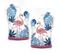 KALANKA-1 Paire Gants de Cuisine en Modèle de Flamants Gants de Four Anti-Chaleur pour Barbecue Grillade Barbecue Manipulation